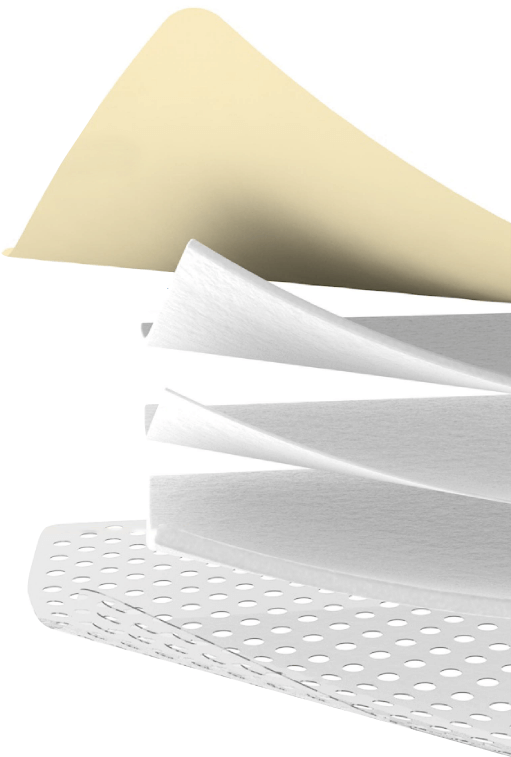 An illustration showcasing the layers of Curafoam, available in the USA